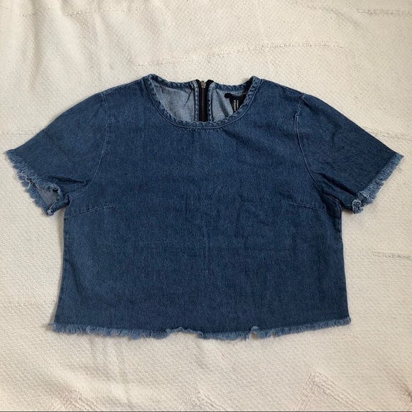 Forever 21 Tops - F21 - Frayed Denim Crop Top